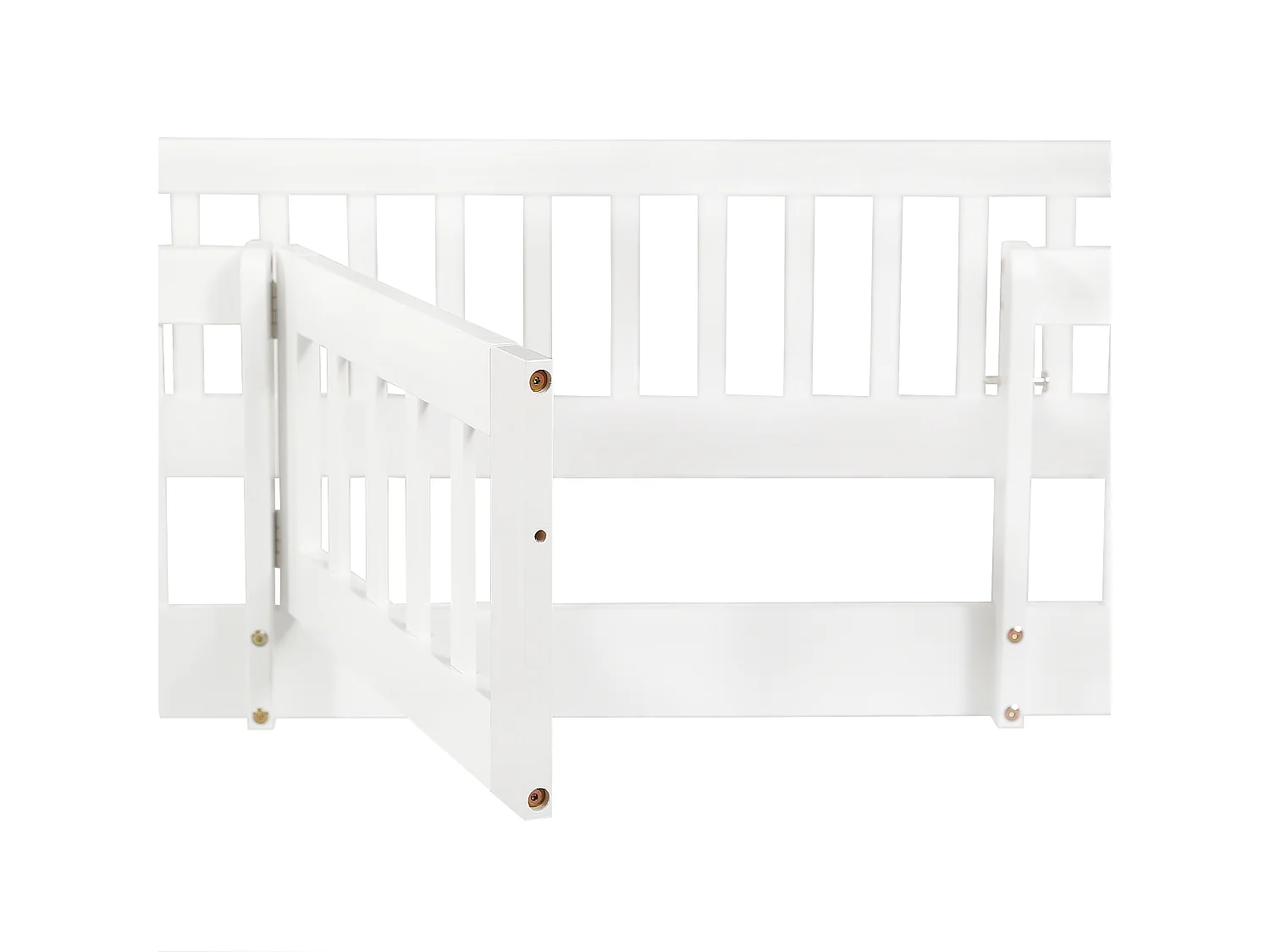 Litera infantil blanca de 90x200cm con escalera en ángulo recto, barandilla, madera de pino + LVL (sin colchón)