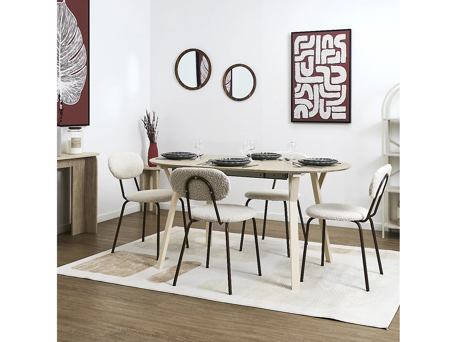 Table Extensible 6 A 8 Pers Terra Nova Blanc, Beige