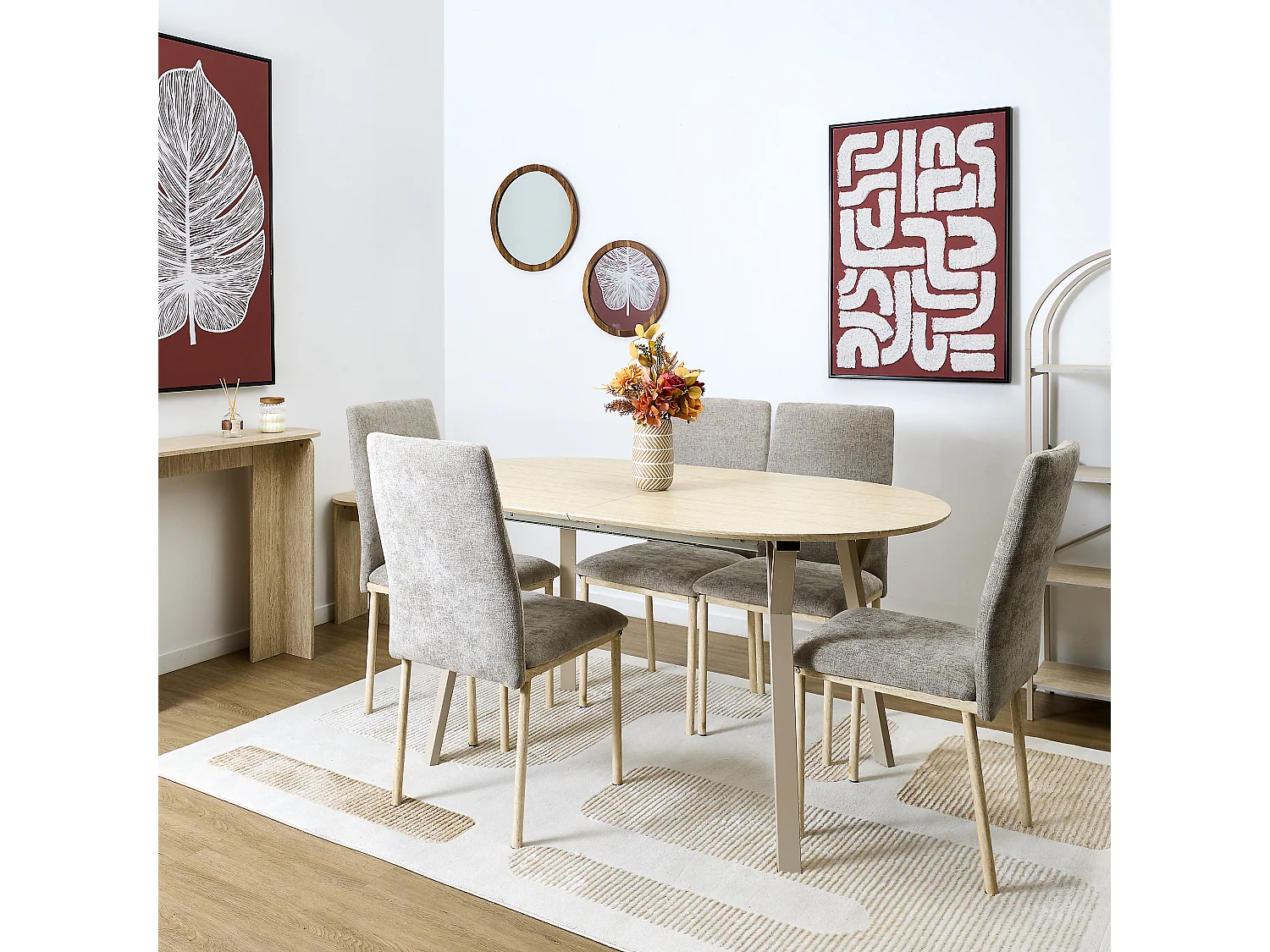 Table Extensible 6 A 8 Pers Terra Nova Blanc, Beige