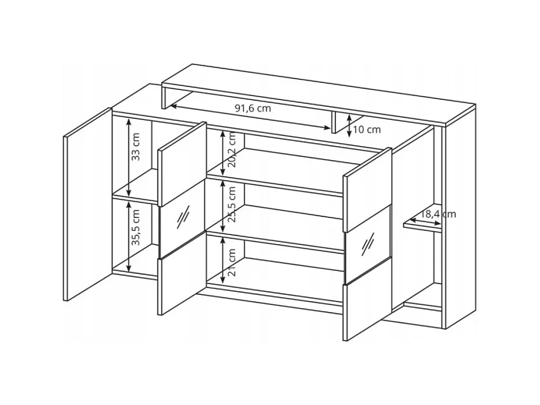 Sideboard Alva/LED/Drehtüren/Braun&Schwarz