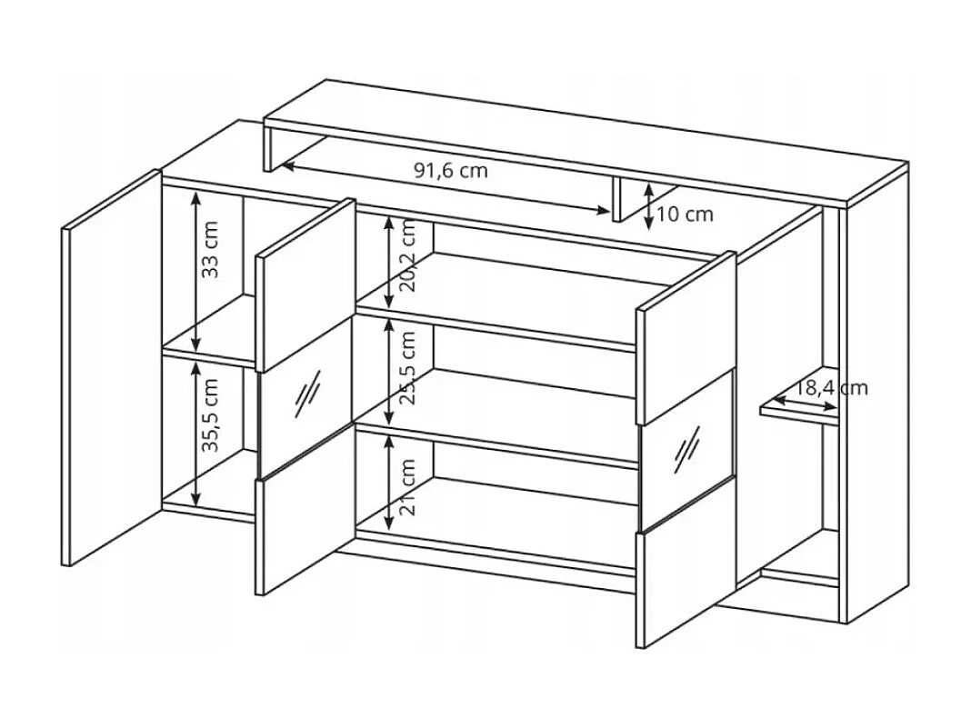 Sideboard Alva/LED/Drehtüren/Braun&Schwarz
