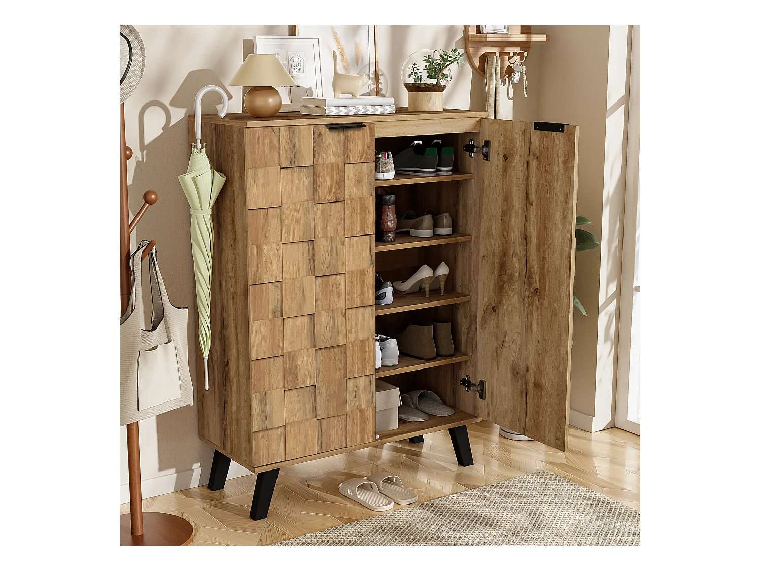 Meuble à chaussures en bois, 5 niveaux, étagères réglables Meuble de couloir 80,5 x 35 x 109,5 cm