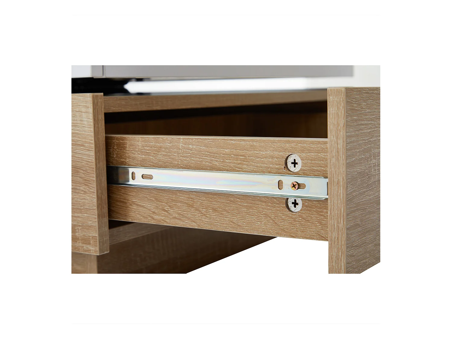 Draaibare salontafel met 2 lades, wit + walnoot, 60x60x38 cm