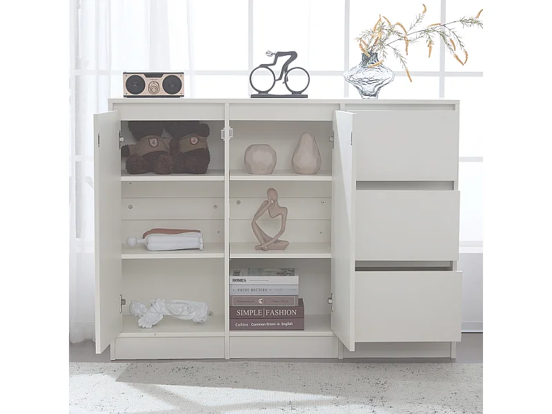 Table basse pivotante avec 2 tiroirs, blanc + noyer, 60x60x38 cm