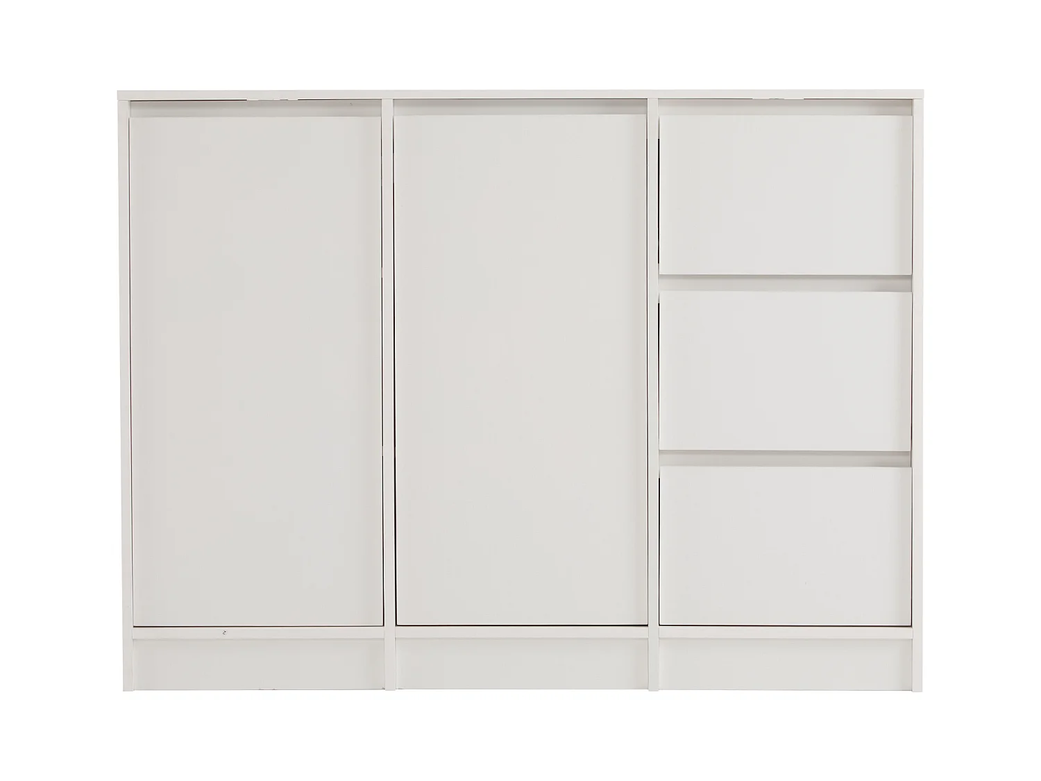 Table basse pivotante avec 2 tiroirs, blanc + noyer, 60x60x38 cm