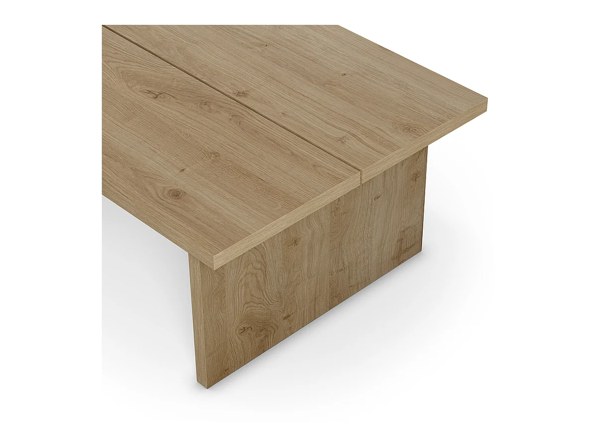 Table basse, table de salon rectangulaire aspect bois coloris chêne - Longueur 120 x Profondeur 70 x Hauteur 40 cm
