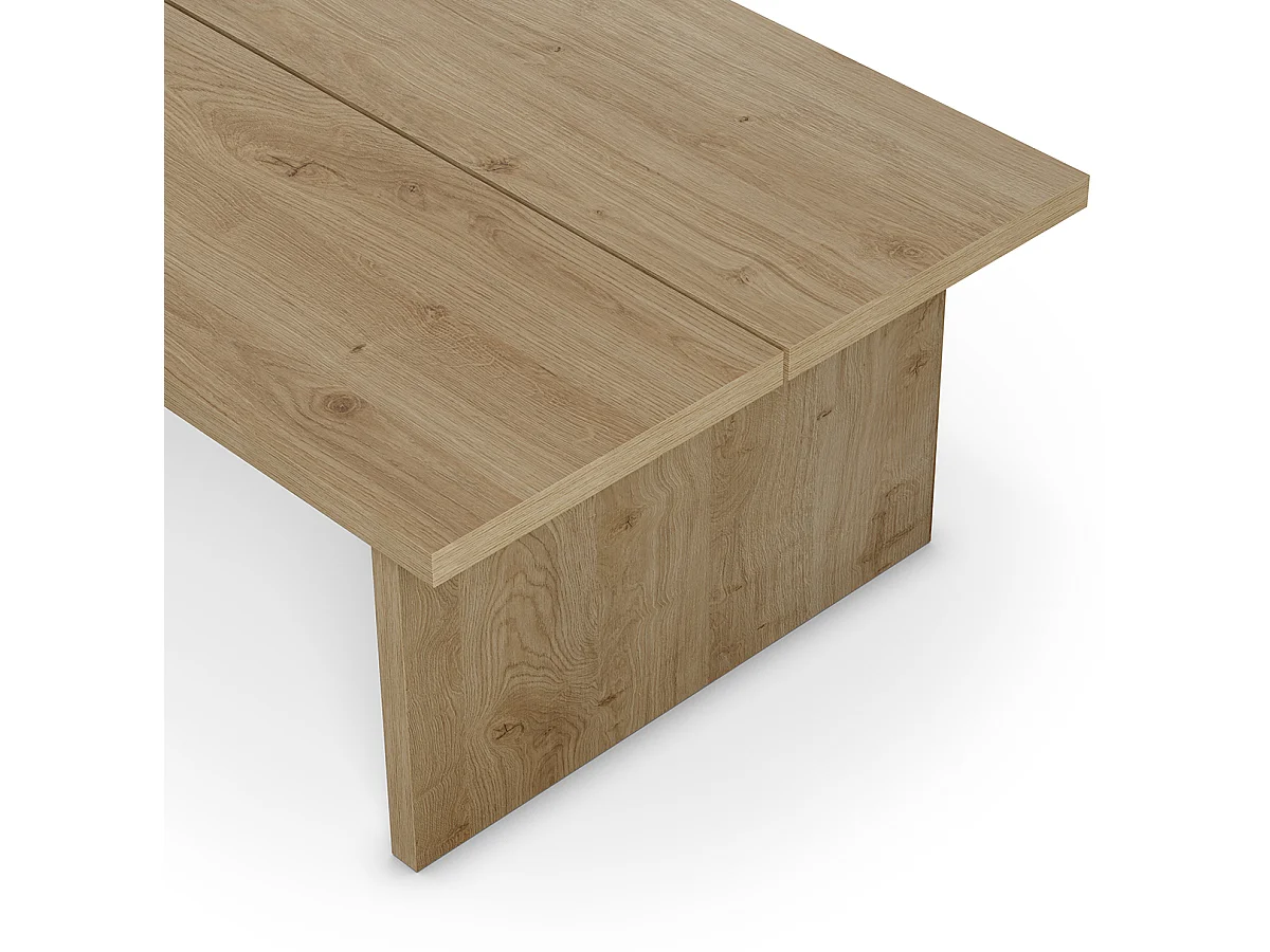 Table basse, table de salon rectangulaire aspect bois coloris chêne - Longueur 120 x Profondeur 70 x Hauteur 40 cm