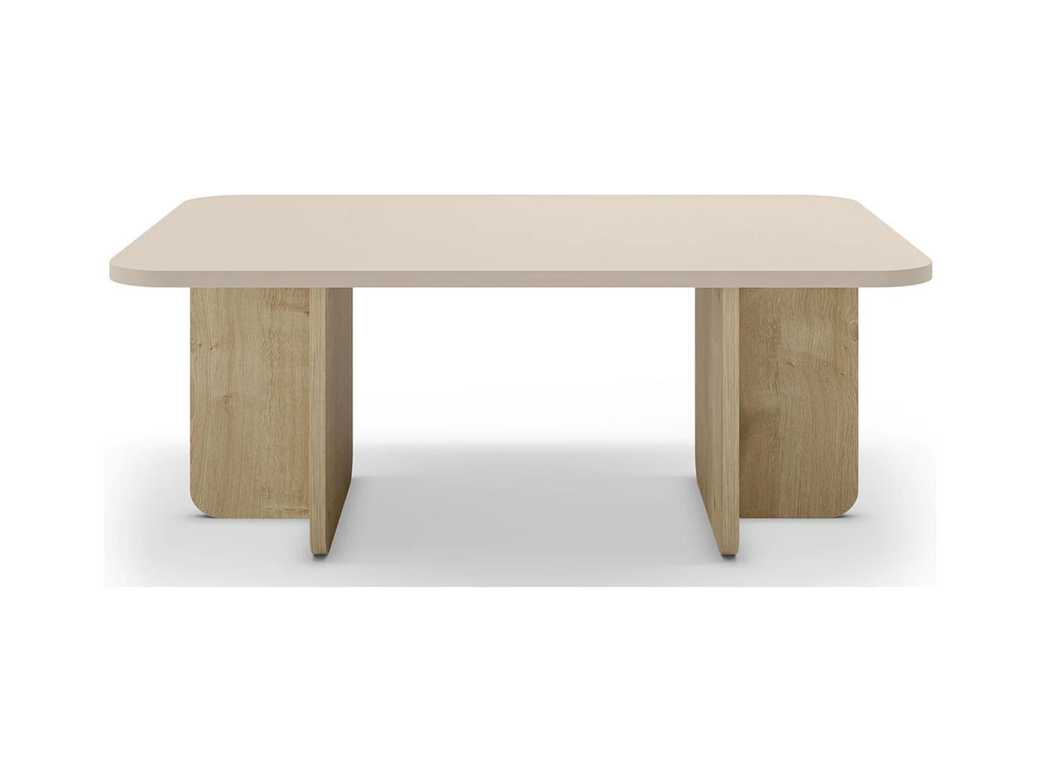 Table basse, table de salon aspect bois coloris crème - Longueur 100 x Profondeur 60 x Hauteur 42 cm