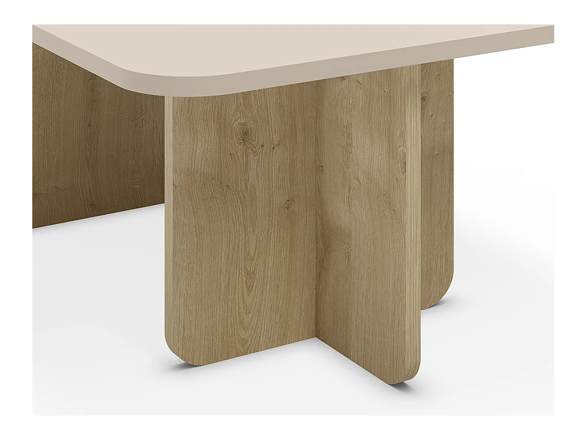 Table basse, table de salon aspect bois coloris crème - Longueur 100 x Profondeur 60 x Hauteur 42 cm