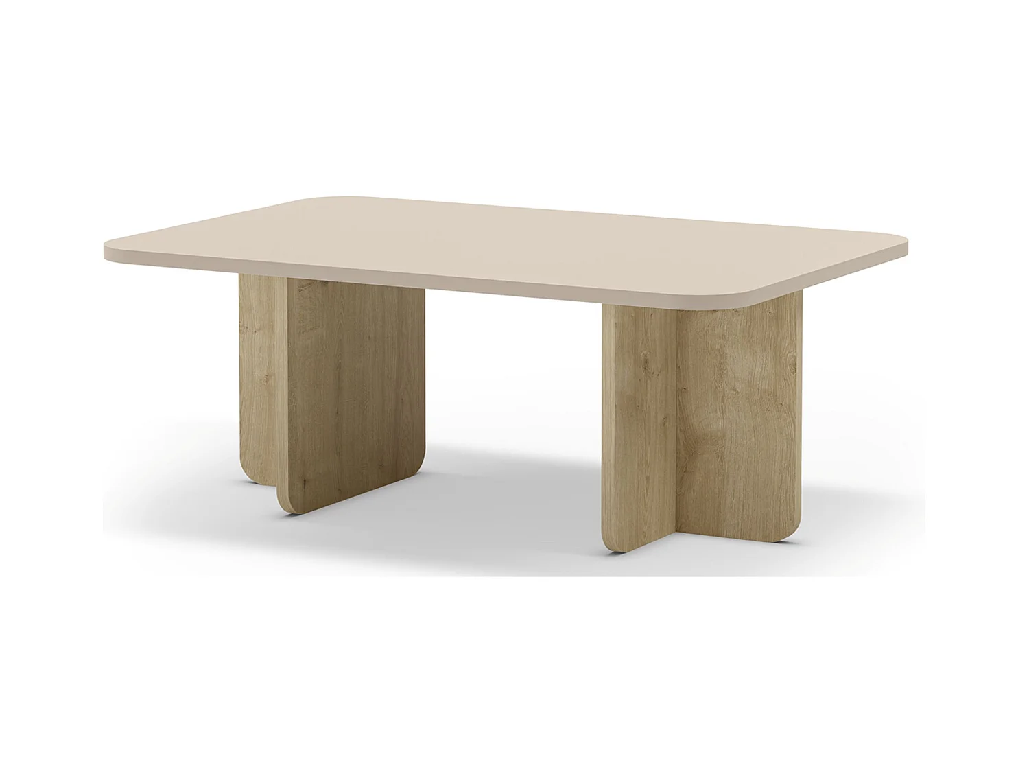 Table basse, table de salon aspect bois coloris crème - Longueur 100 x Profondeur 60 x Hauteur 42 cm