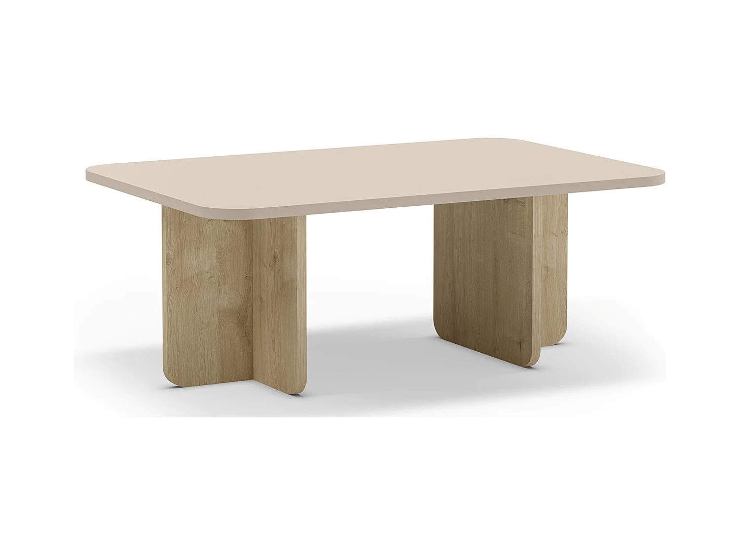 Table basse, table de salon aspect bois coloris crème - Longueur 100 x Profondeur 60 x Hauteur 42 cm