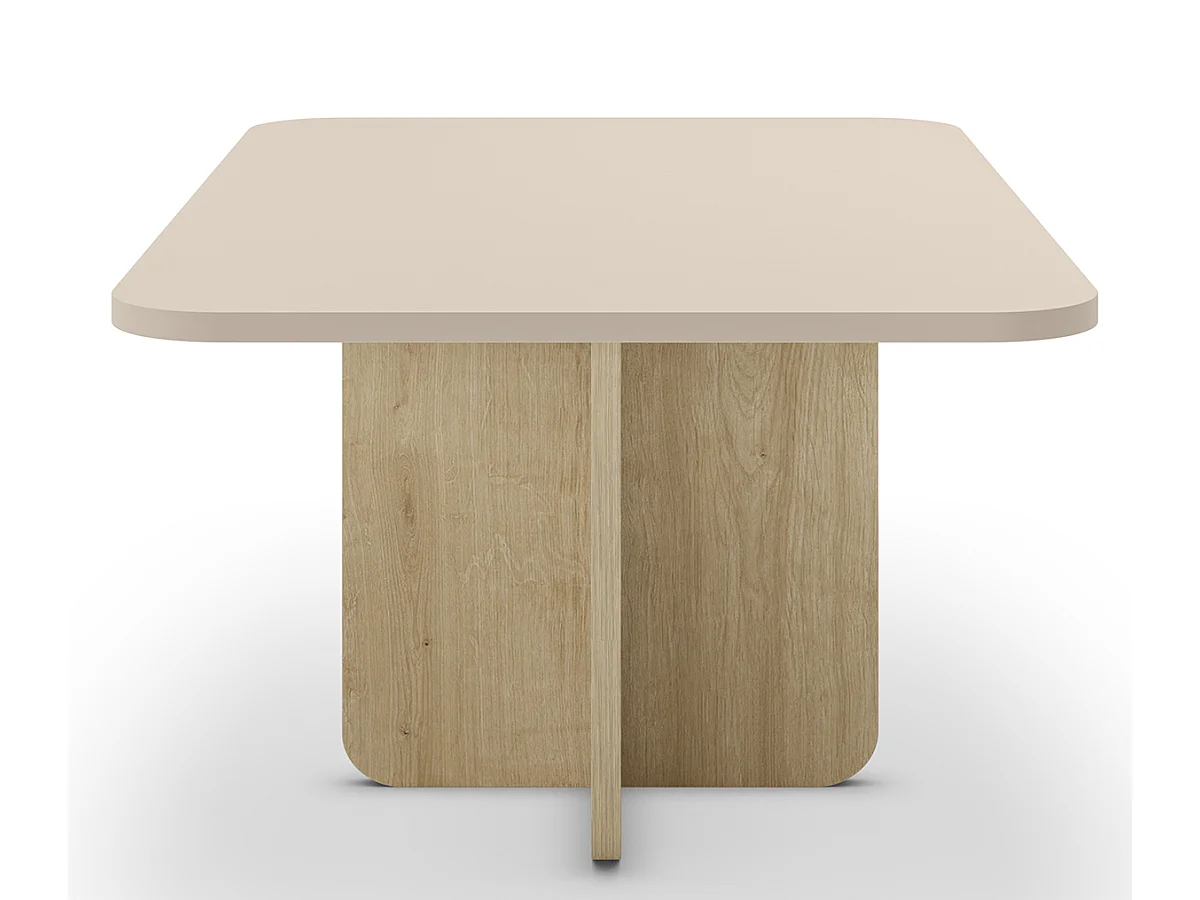Table basse, table de salon aspect bois coloris crème - Longueur 100 x Profondeur 60 x Hauteur 42 cm