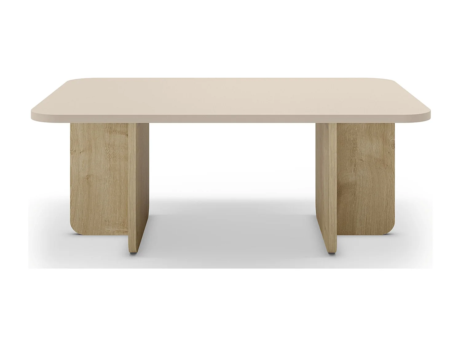 Table basse, table de salon aspect bois coloris crème - Longueur 100 x Profondeur 60 x Hauteur 42 cm