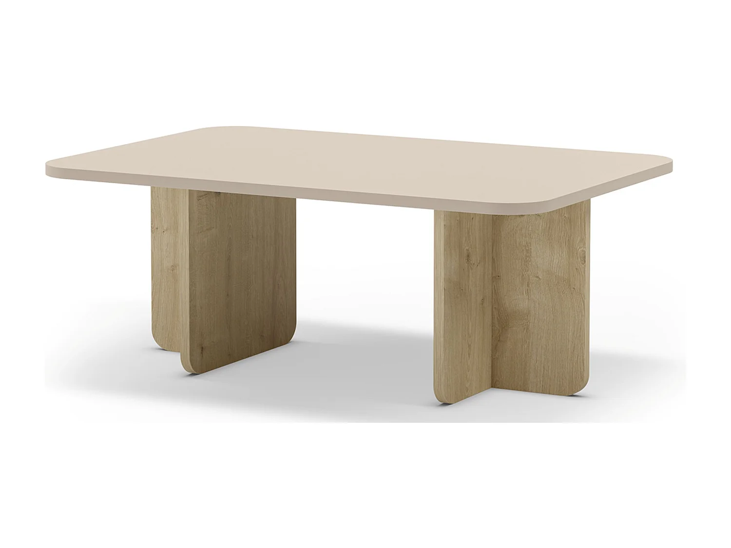 Table basse, table de salon aspect bois coloris crème - Longueur 100 x Profondeur 60 x Hauteur 42 cm