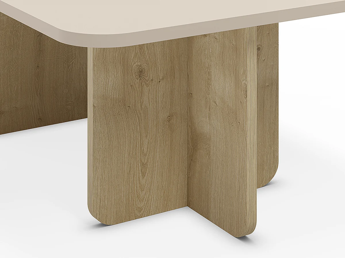 Table basse, table de salon aspect bois coloris crème - Longueur 100 x Profondeur 60 x Hauteur 42 cm