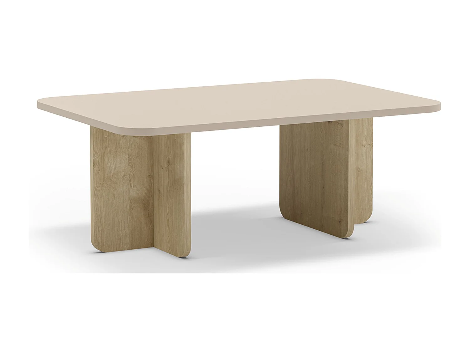 Table basse, table de salon aspect bois coloris crème - Longueur 100 x Profondeur 60 x Hauteur 42 cm