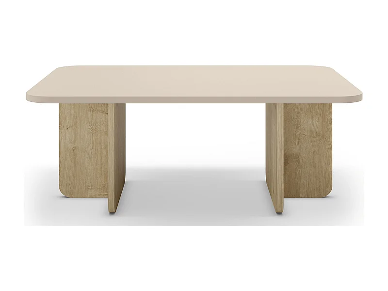 Table basse, table de salon aspect bois coloris crème - Longueur 100 x Profondeur 60 x Hauteur 42 cm