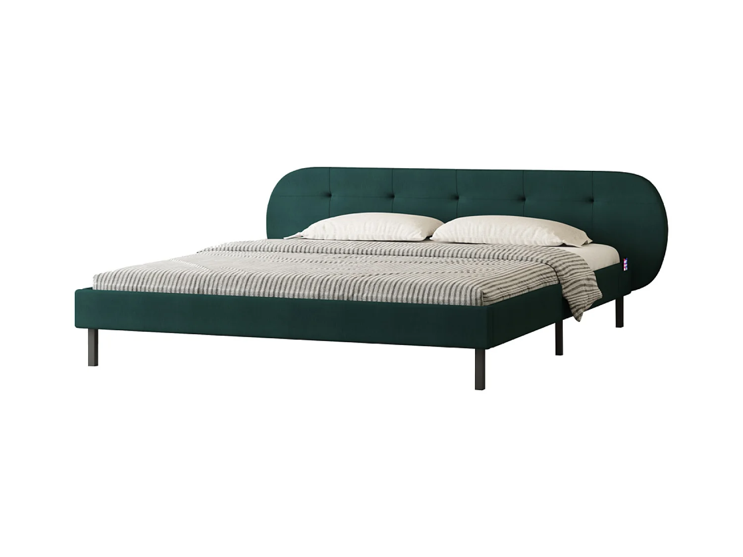 Lit capitonné 140x190cm vert avec tête de lit et sommier TULSA