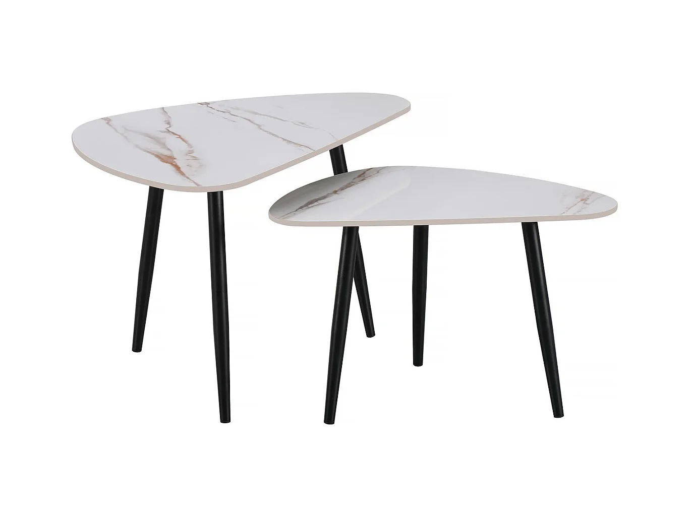 Lot de 2 tables basses gigognes en céramique "Terra" - 49 x 79 x 56 cm - Blanc