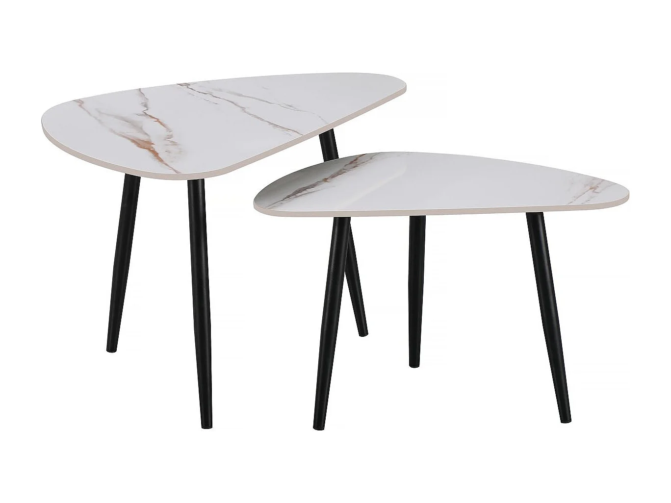 Lot de 2 tables basses gigognes en céramique "Terra" - 49 x 79 x 56 cm - Blanc