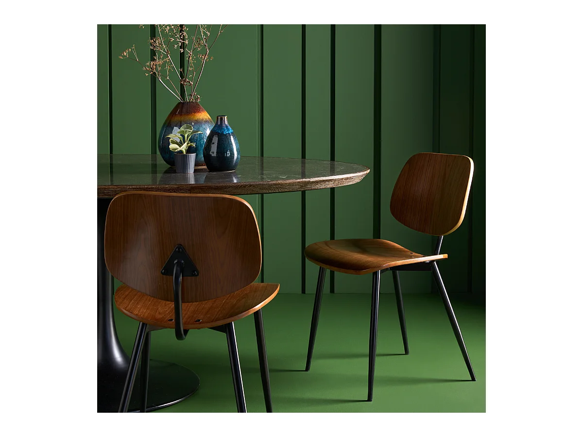 Lot de 6 Chaises finition noyer - Olympia