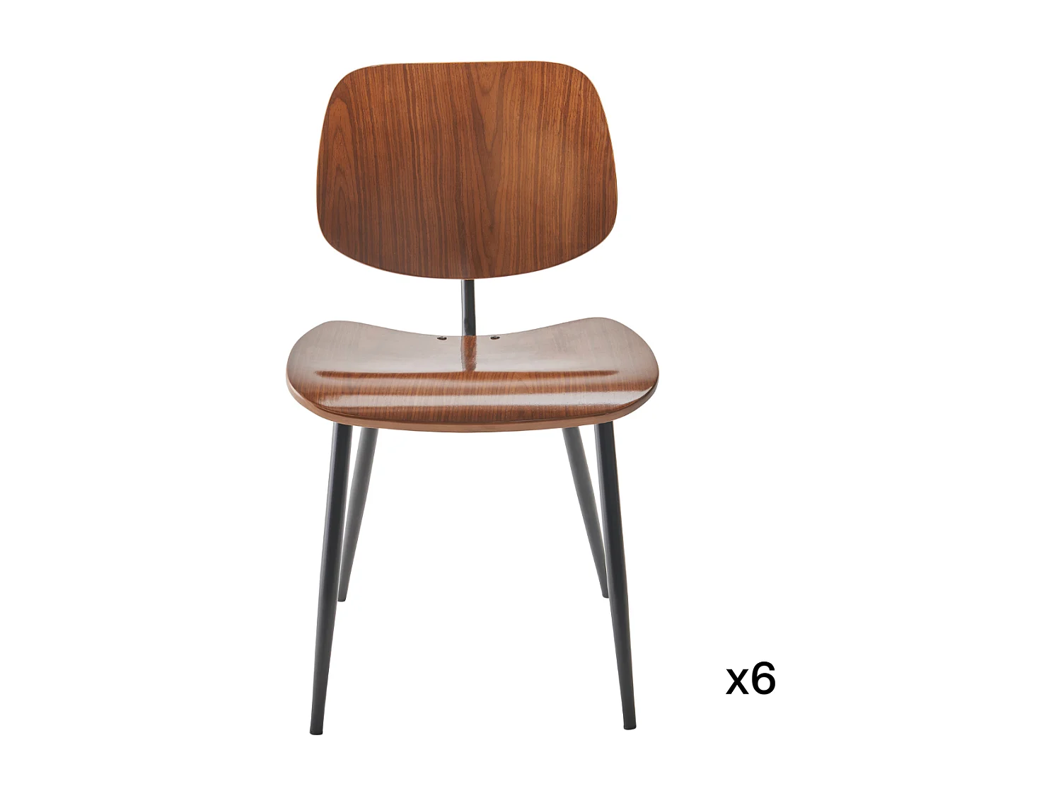 Set van 6 stoelen met walnootafwerking - Olympia