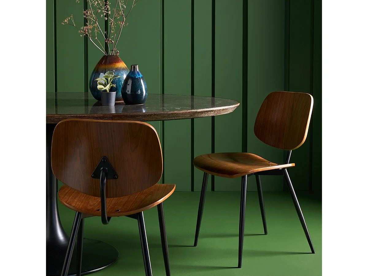 Set van 6 stoelen met walnootafwerking - Olympia