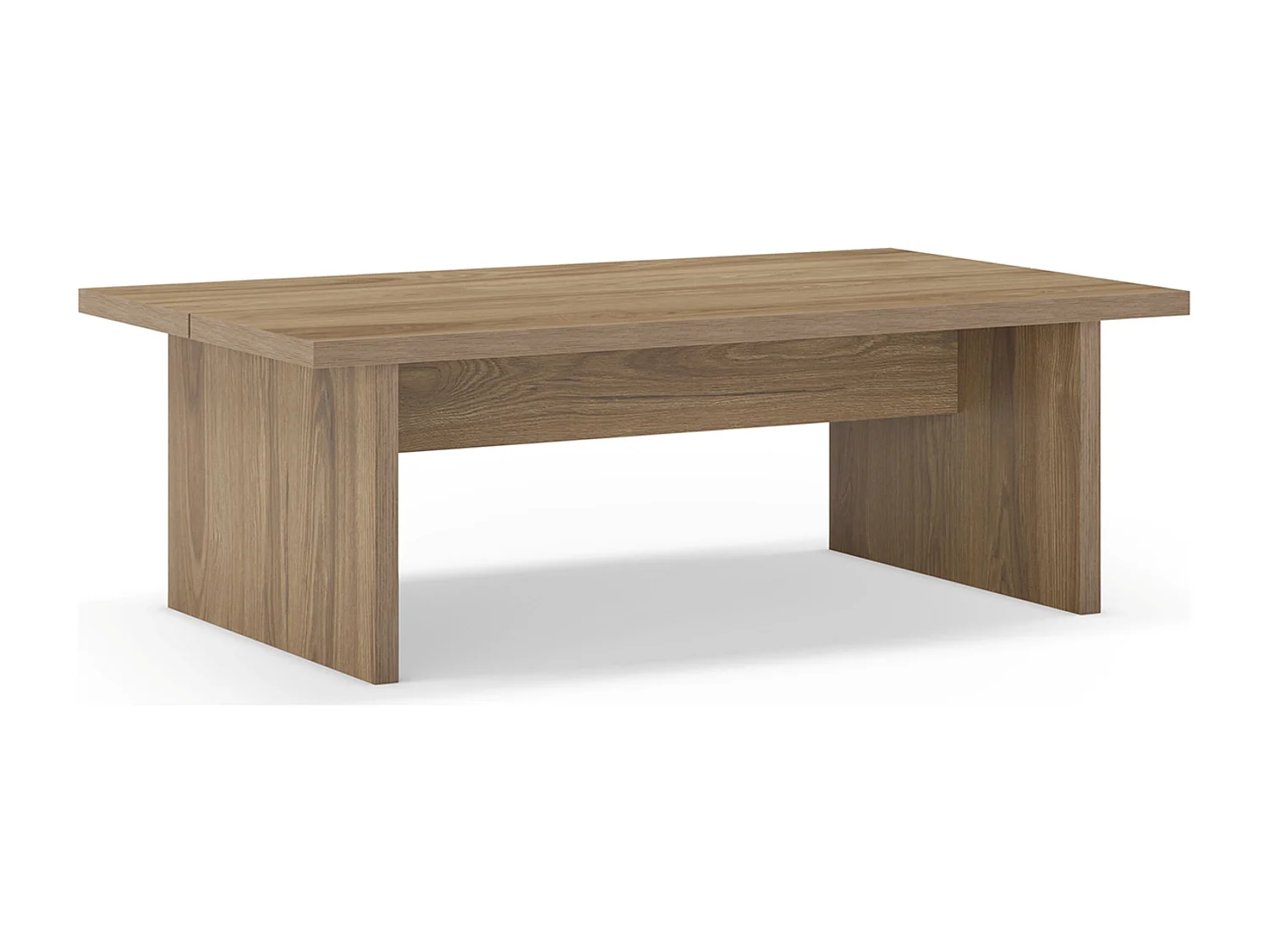 Table basse, table de salon rectangulaire aspect bois coloris chêne clair - Longueur 120 x Profondeur 70 x Hauteur 40 cm