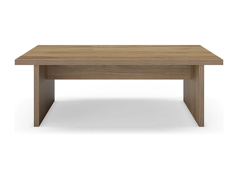 Table basse, table de salon rectangulaire aspect bois coloris chêne clair - Longueur 120 x Profondeur 70 x Hauteur 40 cm