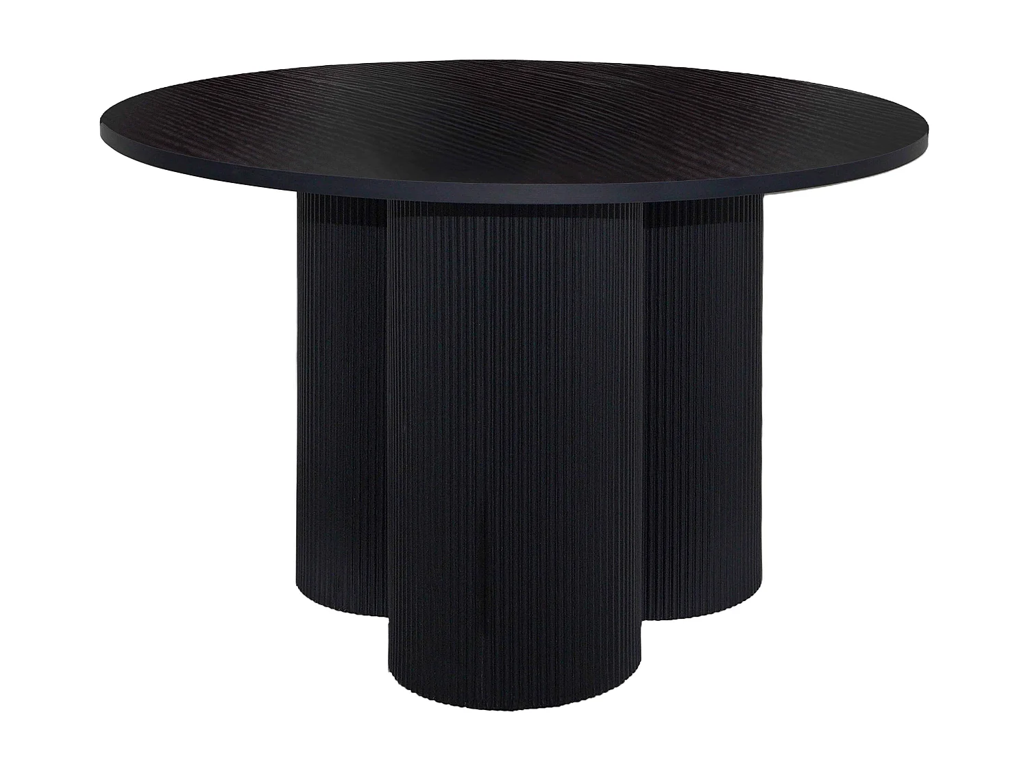 Table à manger moderne ronde 120 cm effet bois noir