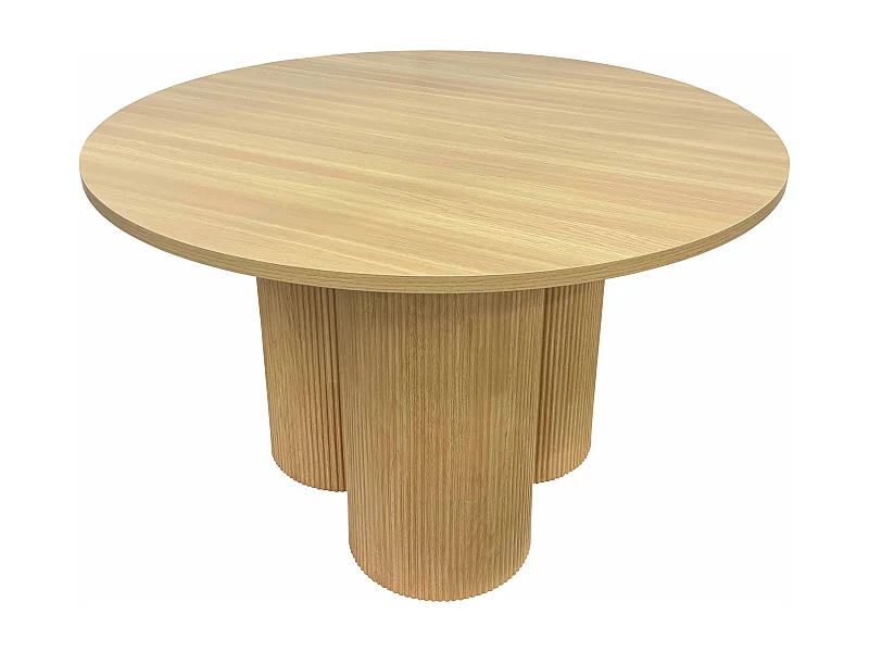 Table à manger moderne ronde 120 cm effet bois clair