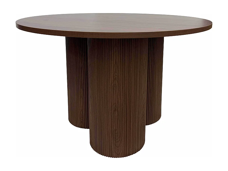 Table à manger moderne ronde 120 cm effet bois foncé