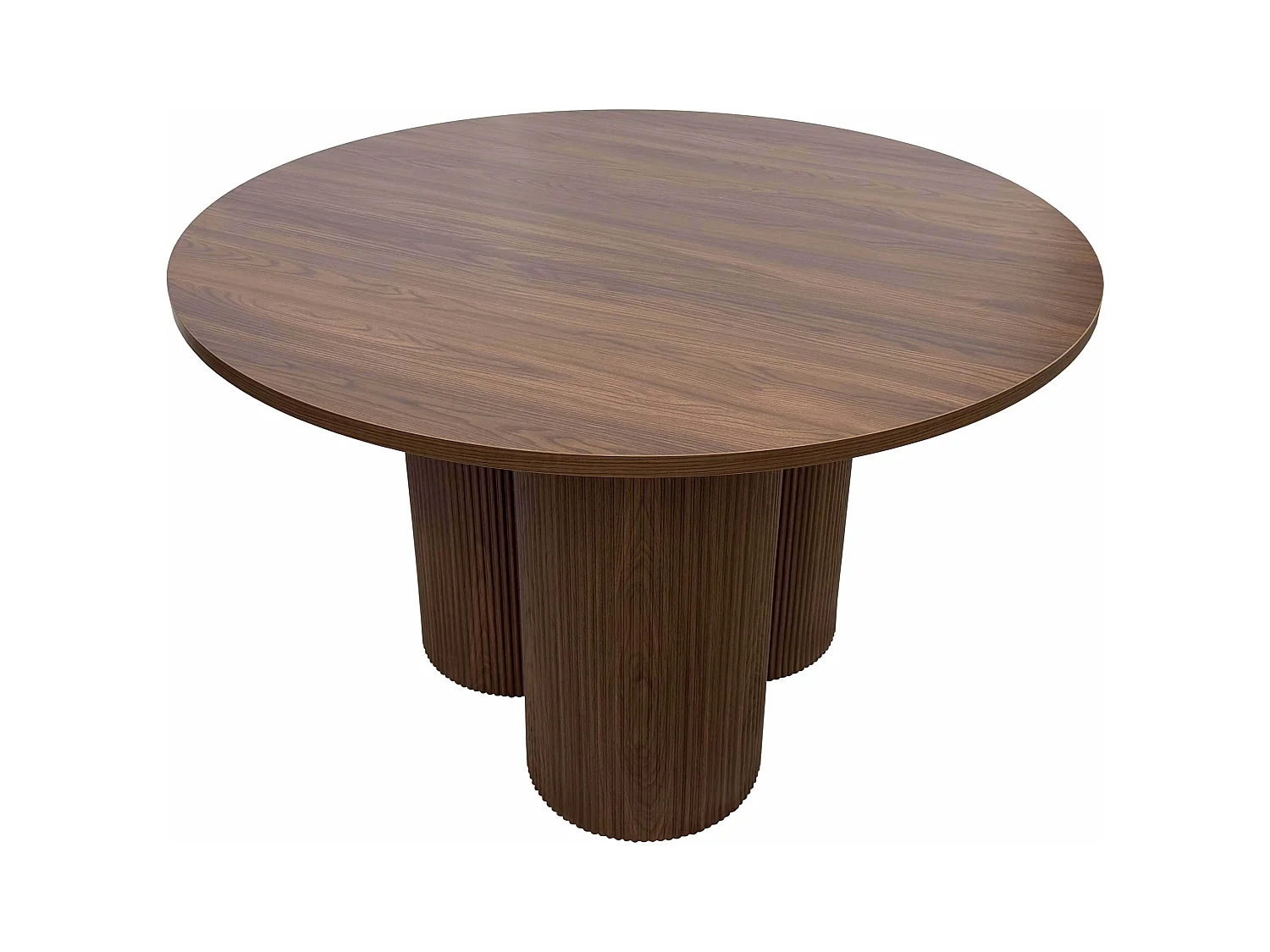 Table à manger moderne ronde 120 cm effet bois foncé
