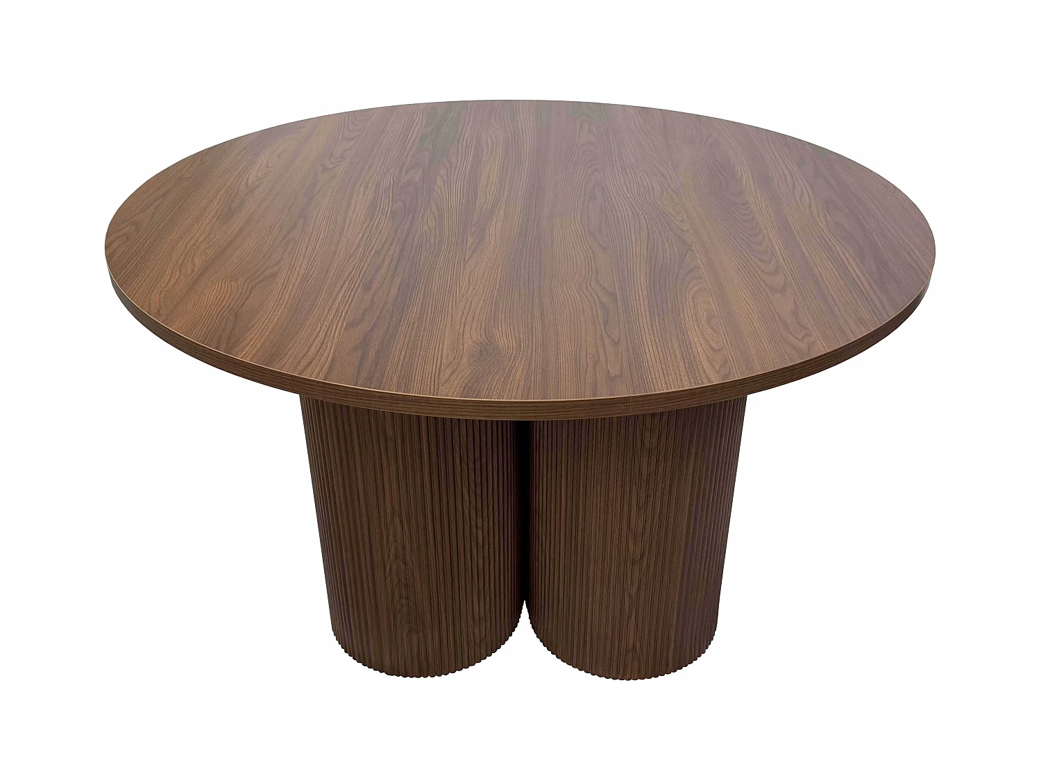 Table à manger moderne ronde 120 cm effet bois foncé