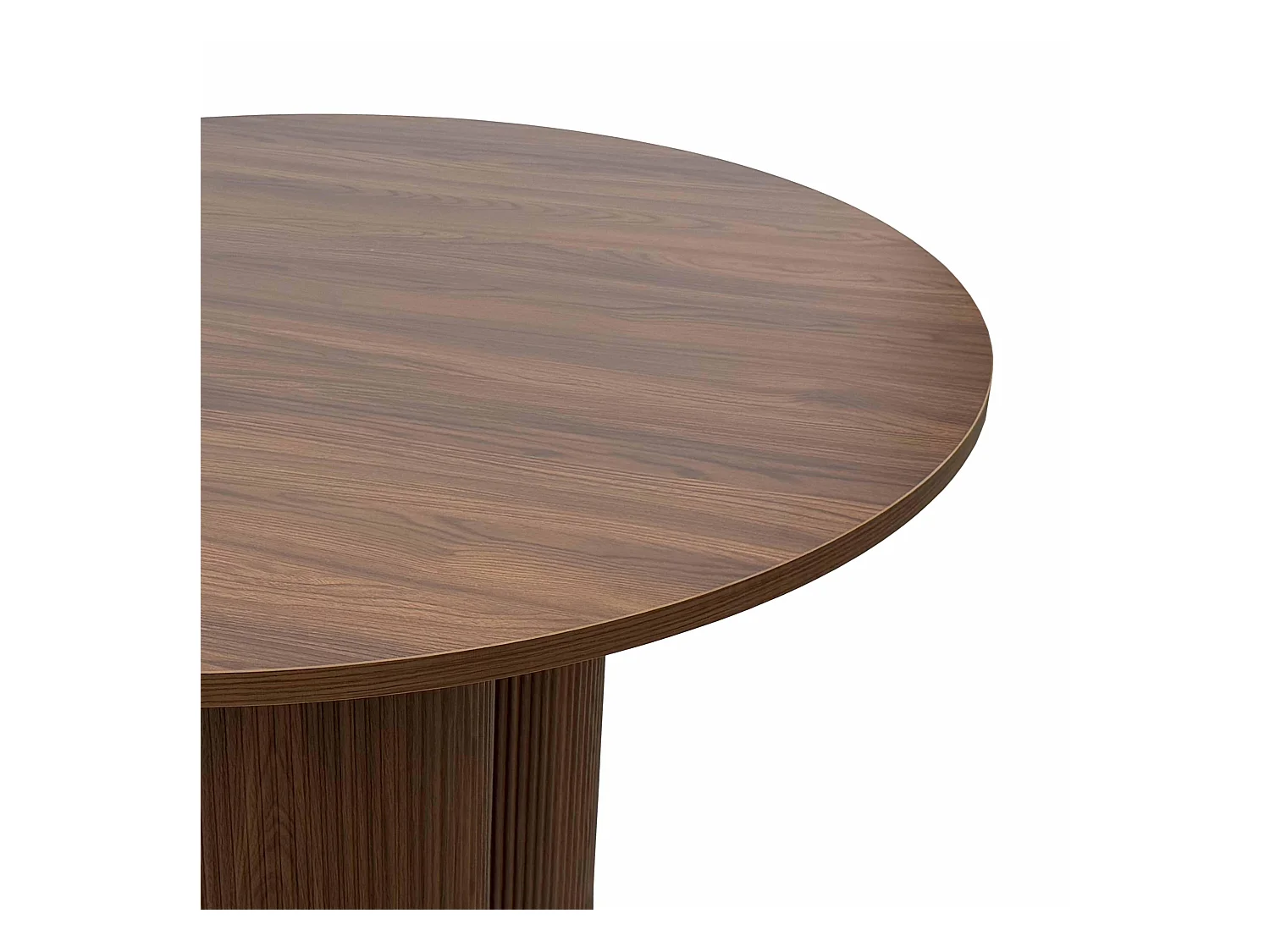 Table à manger moderne ronde 120 cm effet bois foncé