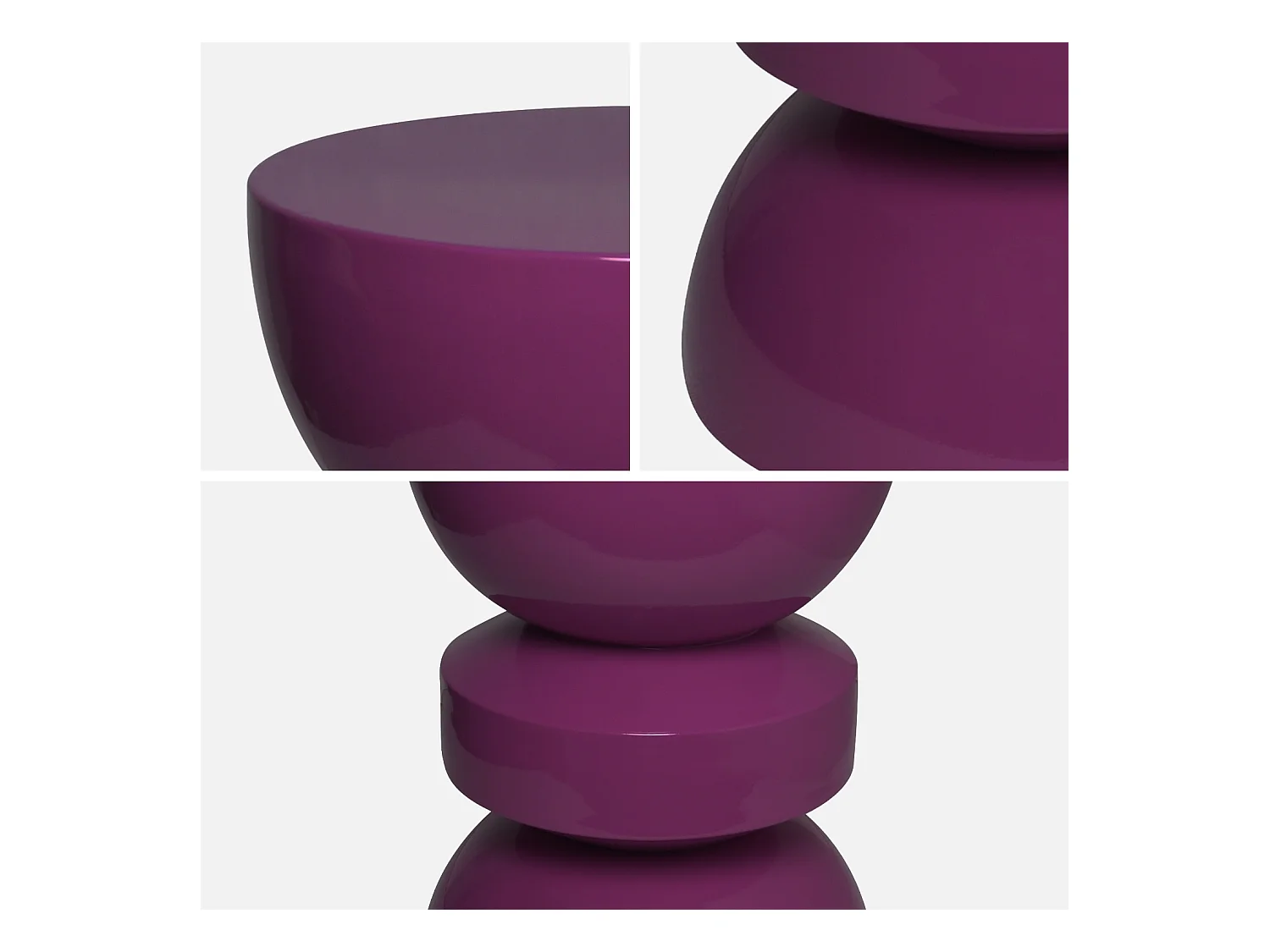 Table d'appoint. bout de canapé. table de chevet en métal effet glassy violet Assa. Ø32 x H 44.5cm