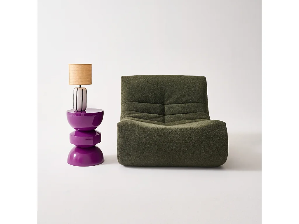 Mesa auxiliar, extremo del sofá, mesita de metal efecto glassy violeta