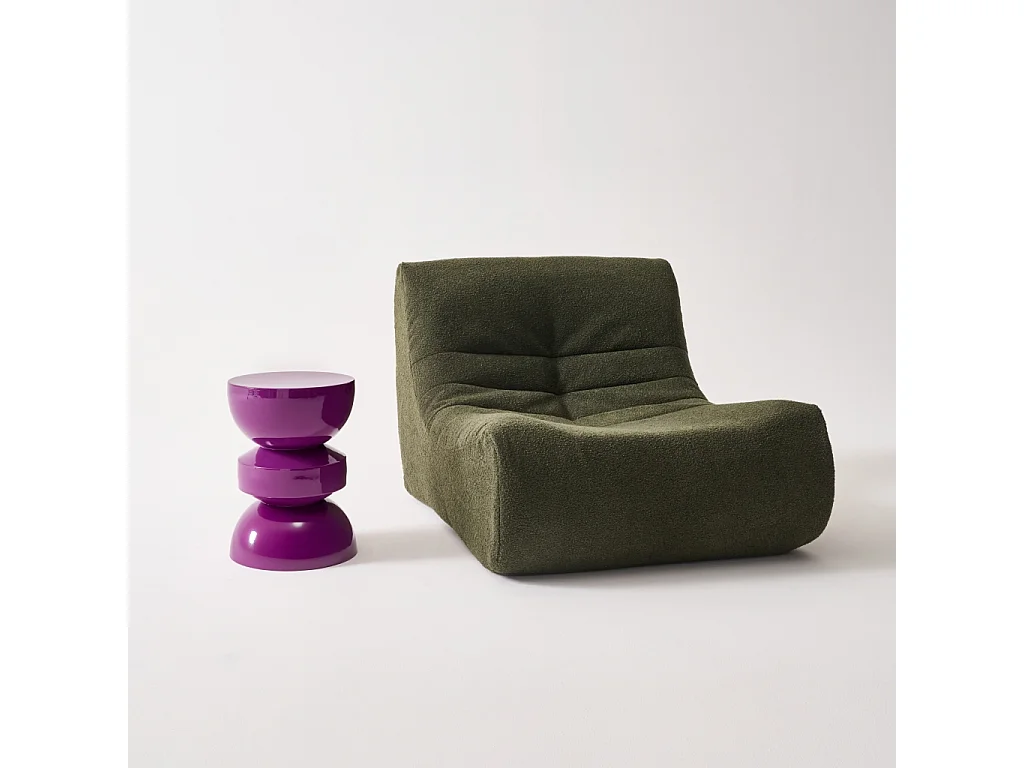 Mesa auxiliar, extremo del sofá, mesita de metal efecto glassy violeta