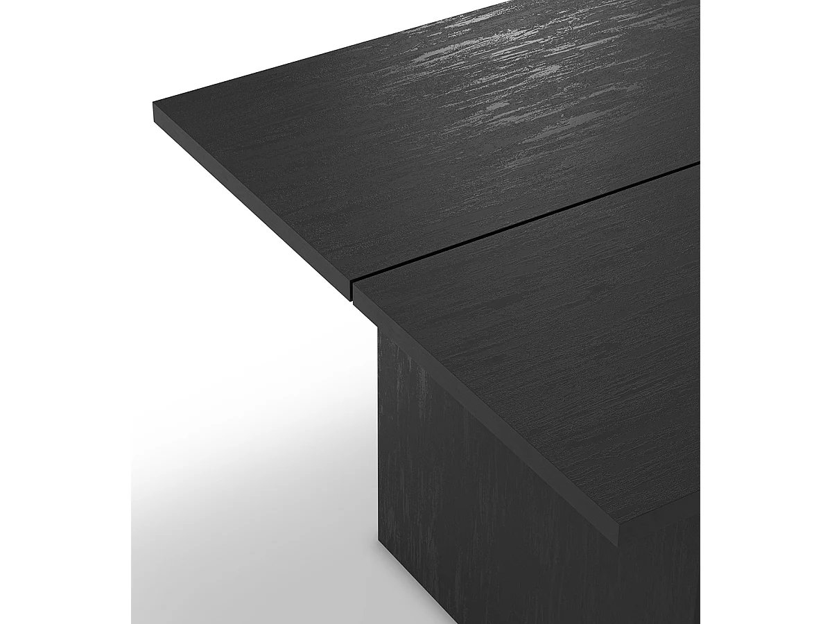Table à manger, table de repas rectangulaire aspect bois coloris noir - Longueur 200 x Profondeur 100 x Hauteur 75 cm