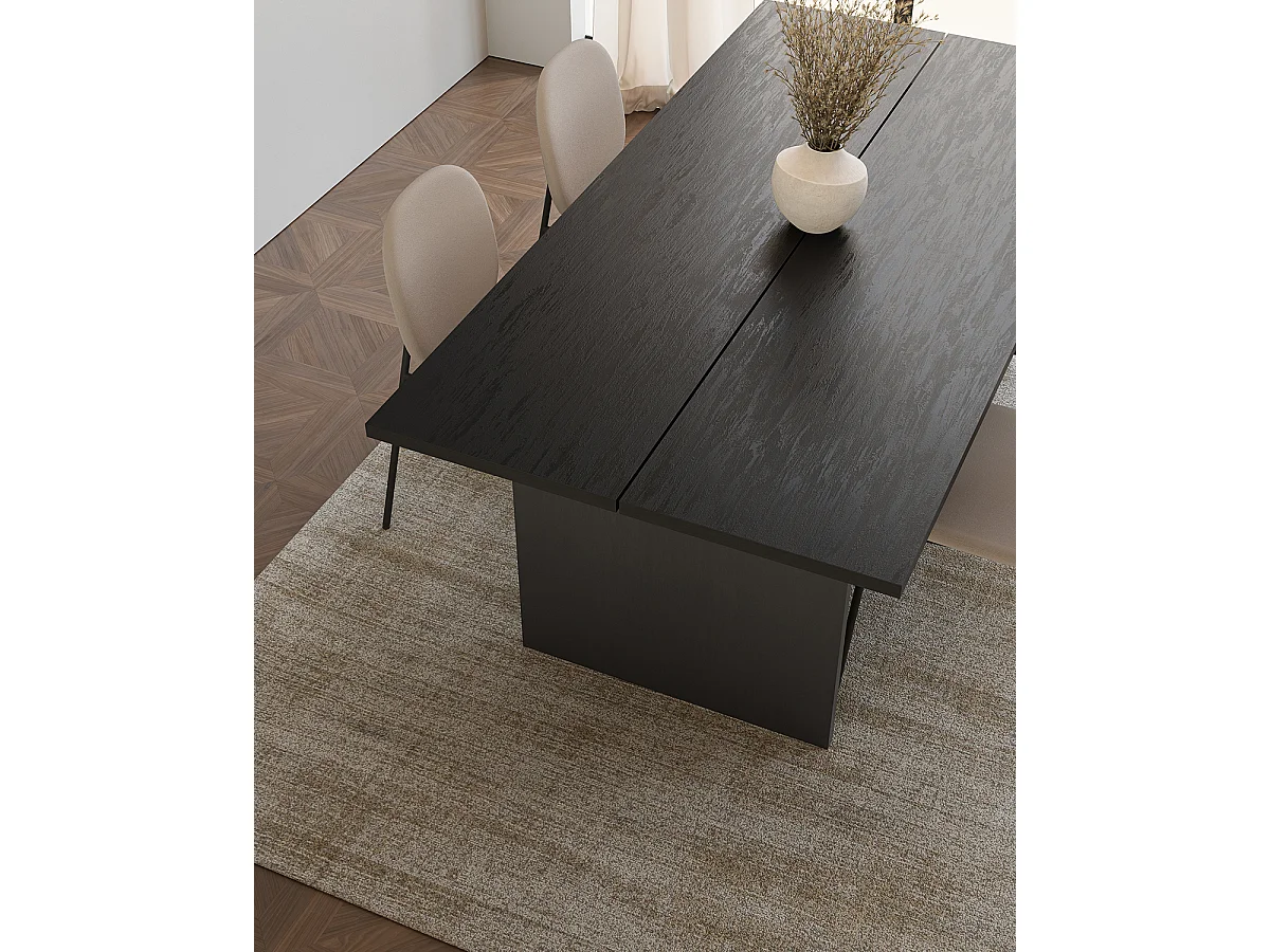 Table à manger, table de repas rectangulaire aspect bois coloris noir - Longueur 200 x Profondeur 100 x Hauteur 75 cm