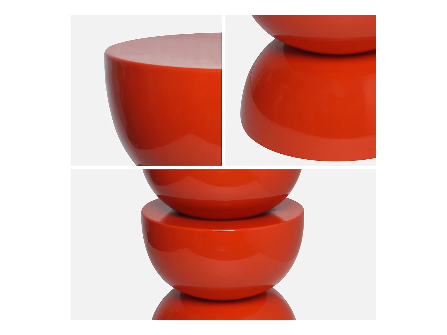 Tavolino in metallo effetto glassy, 46,5cm, corallo