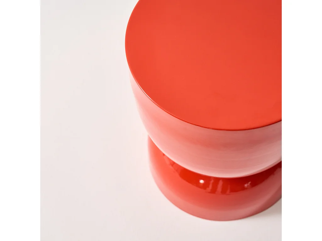 Tavolino in metallo effetto glassy,  42cm, arancione