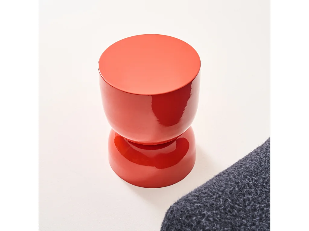 Tavolino in metallo effetto glassy,  42cm, arancione