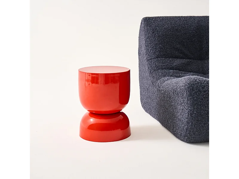 Table d'appoint. bout de canapé. table de chevet en métal effet glassy orange Madi Ø32 x H 42cm