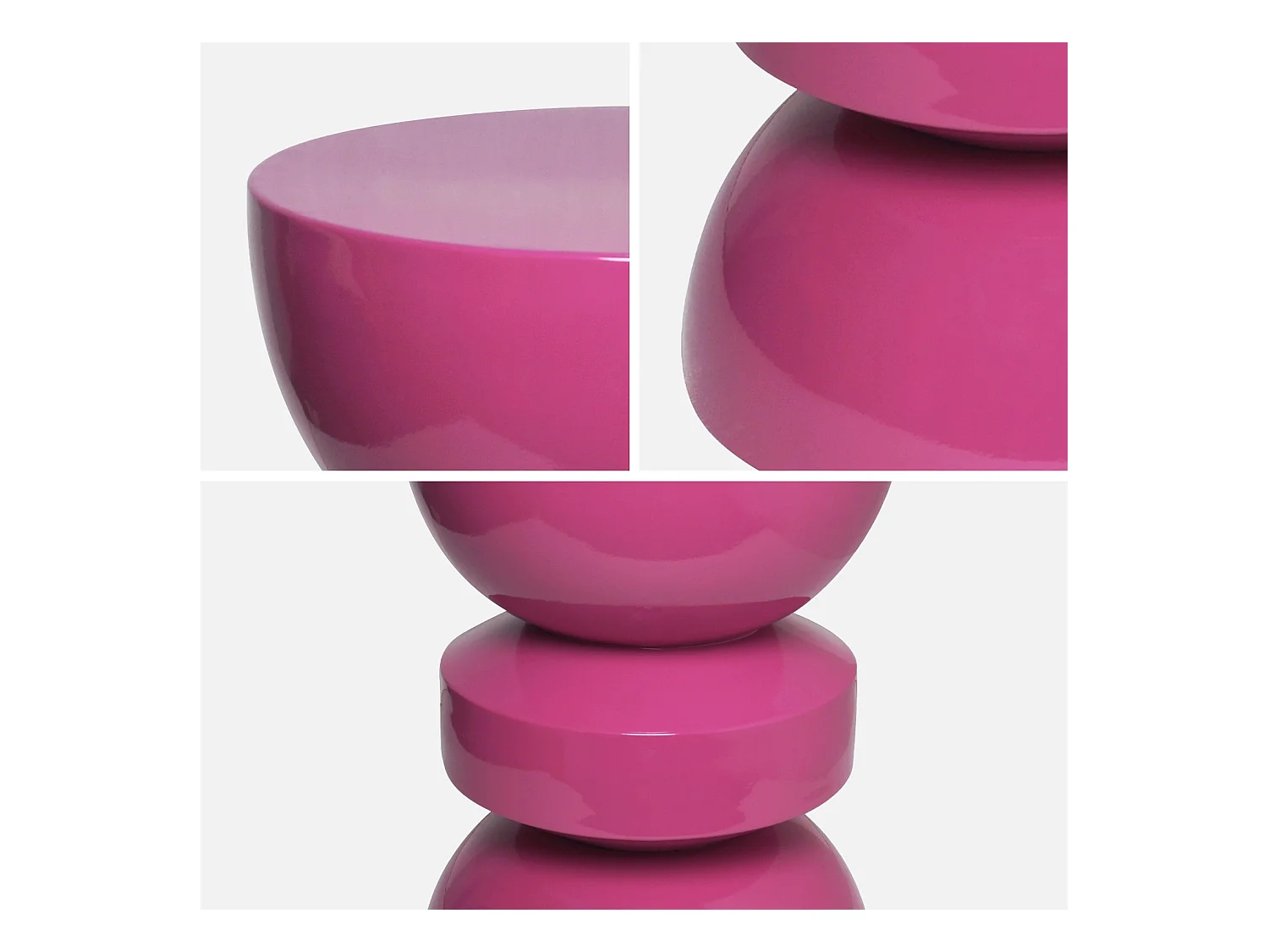 Table d'appoint. bout de canapé. table de chevet en métal effet glassy rose Assa. Ø32 x H 44.5cm