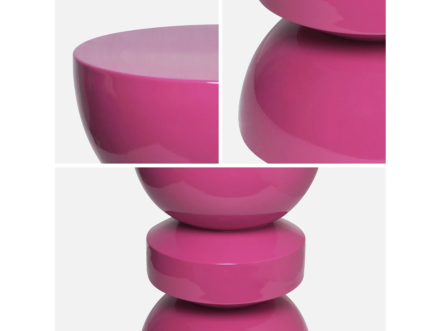 Tavolo d'appoggio in metallo effetto glassy, 44,5cm, rosa