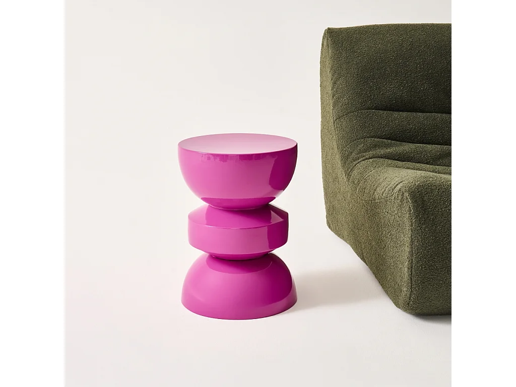 Tavolo d'appoggio in metallo effetto glassy, 44,5cm, rosa