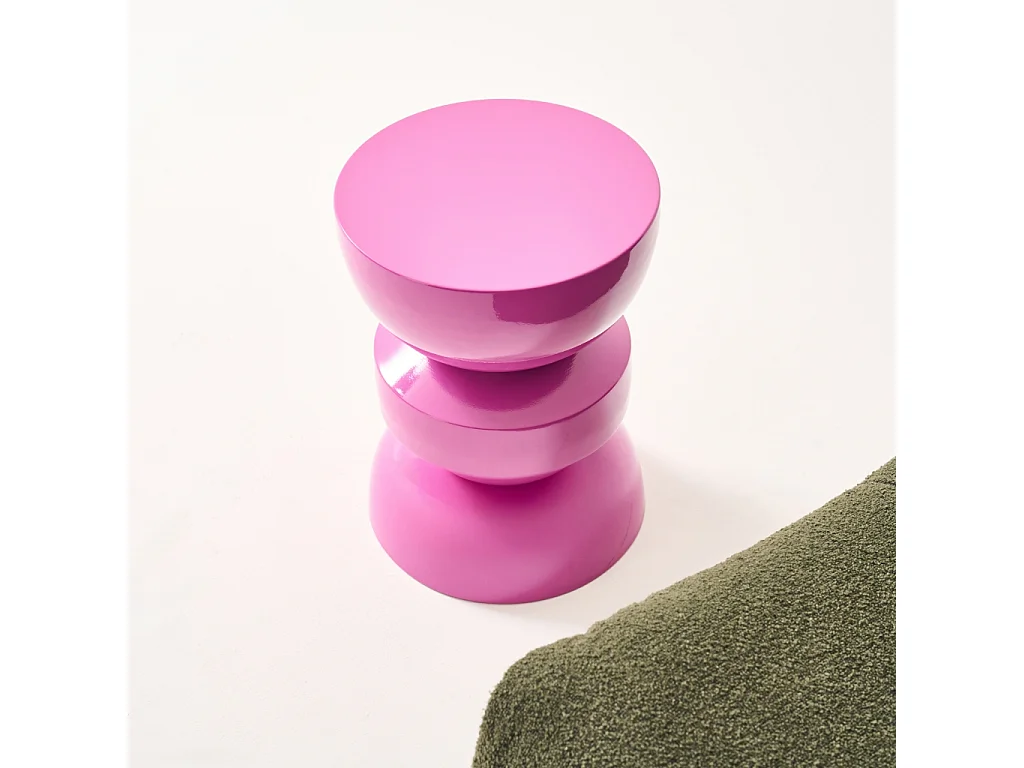 Tavolo d'appoggio in metallo effetto glassy, 44,5cm, rosa