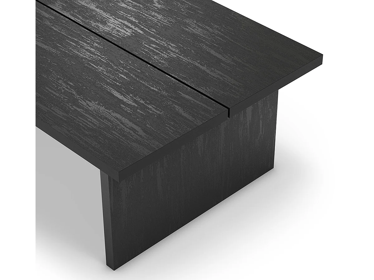 Table basse, table de salon rectangulaire aspect bois coloris noir - Longueur 120 x Profondeur 70 x Hauteur 40 cm