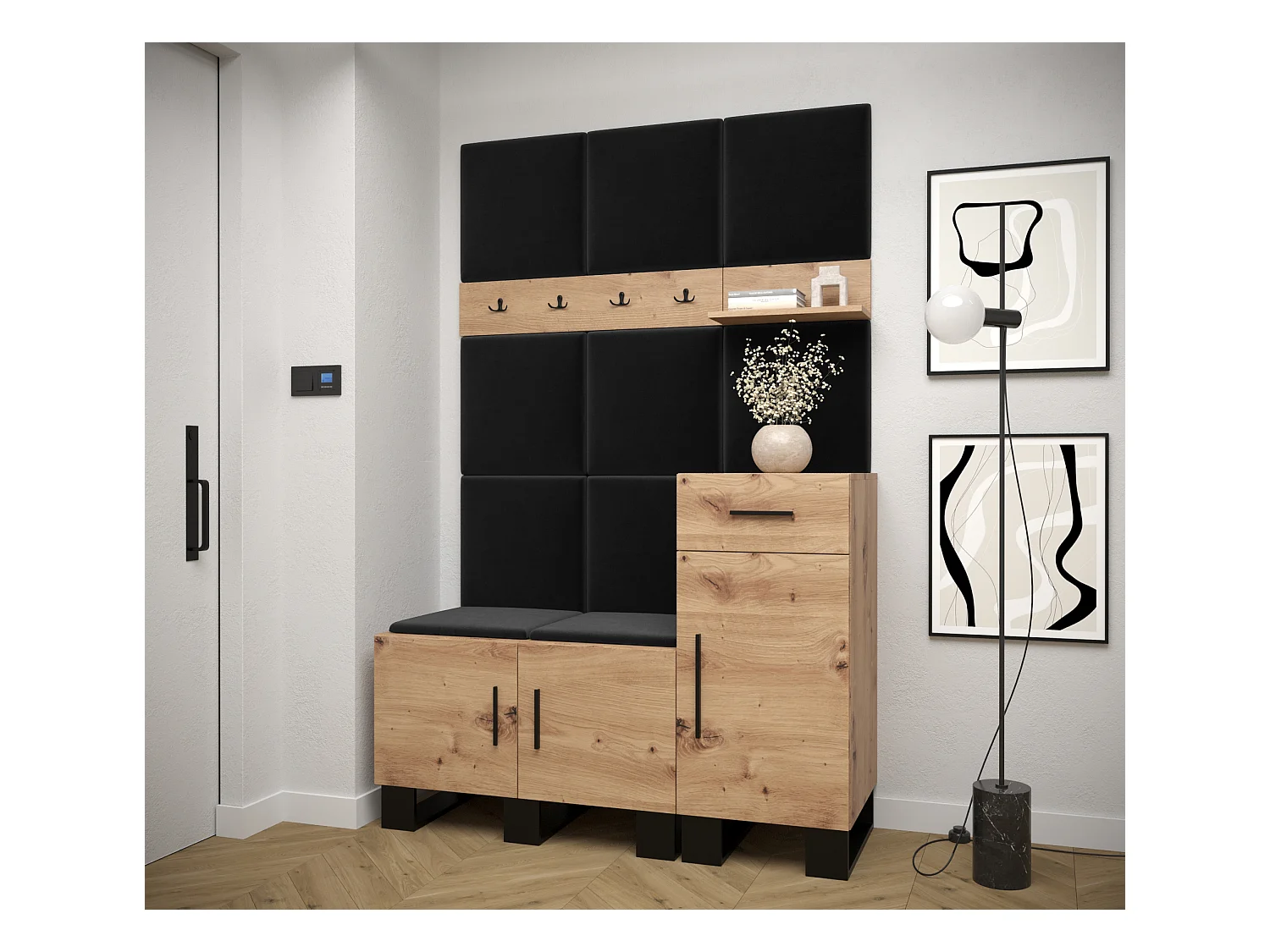 Ensemble de garde-robe Artin 5 196/126/46 (Chêne artisanal/Manila 18)